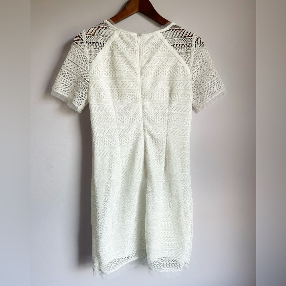 Adrianna Papell Striped Lace Shift Dress, Ivory, Size 2, preowned - Picture 2 of 7